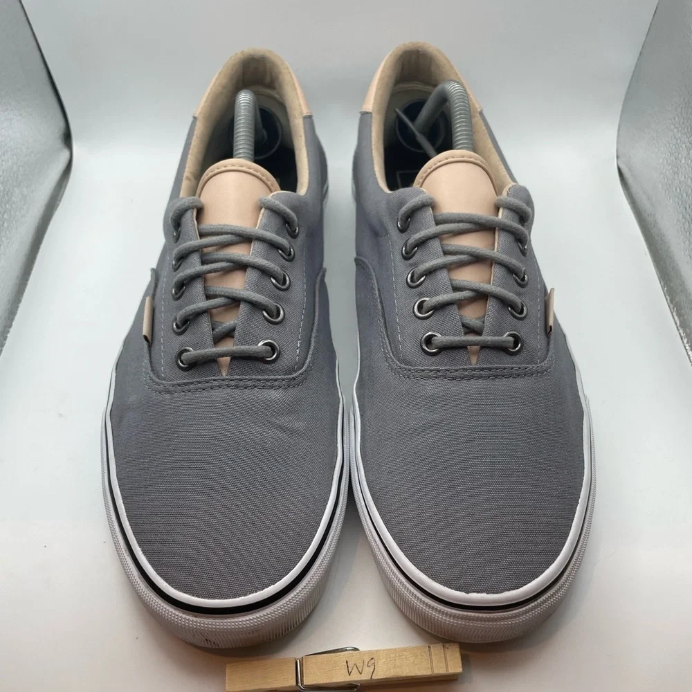 Vans off the wall grey canvas tan leather men’s low sneakers size 11.5 - Picture 3 of 9